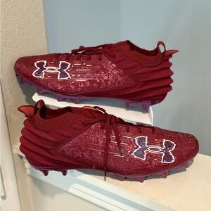 Under Armour Blur Smoke 2.0 MC Suede Mens Size 14 Football Cleats Maroon NEW